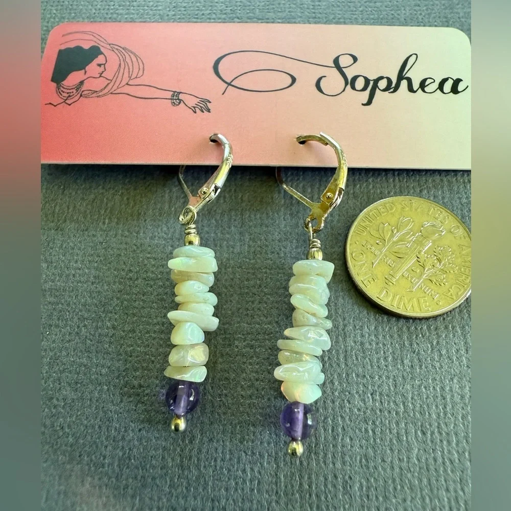 NWT Opal Amethyst Holly Blue Gemstone Statement Necklace and Earring Set Gift - Picture 6 of 11